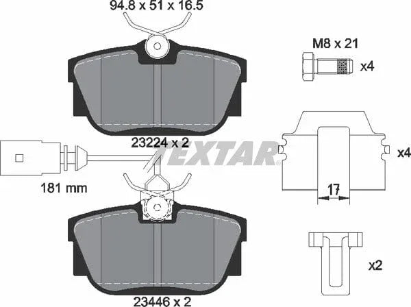 Textar Brake Pads Full Set Of 4 Rear With Brake Caliper Screws With Accessories 2344605 - image 5
