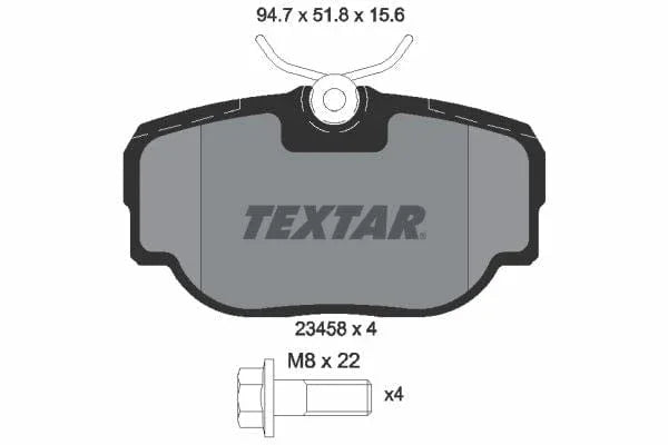 Textar Brake Pads Full Set Of 4 Rear With Brake Caliper Screws 2345801 - image 4