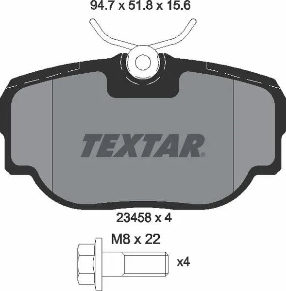 Textar Brake Pads Full Set Of 4 Rear With Brake Caliper Screws 2345801 - image 5