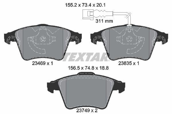 Textar Brake Pads Full Set Of 4 Front 2346901 - image 4