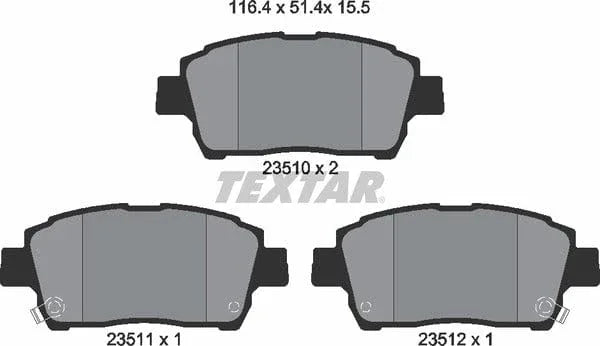 Textar Brake Pads Full Set Of 4 Front 2351002 - image 5