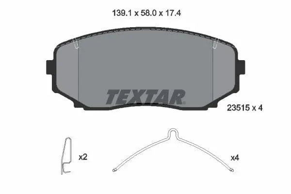 Textar Brake Pads Full Set Of 4 Front With Accessories 2351503 - image 4