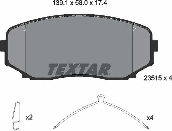 Textar Brake Pads Full Set Of 4 Front With Accessories 2351503 - image 5