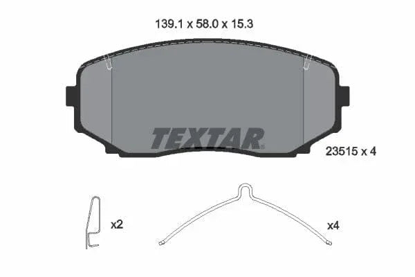 Textar Brake Pads Full Set Of 4 Front With Accessories 2351505 - image 4