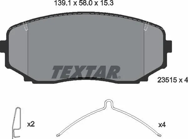 Textar Brake Pads Full Set Of 4 Front With Accessories 2351505 - image 5