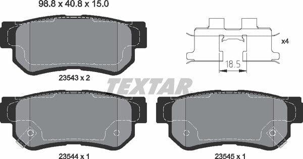 Textar Brake Pads Full Set Of 4 Rear With Accessories 2354301 - image 5