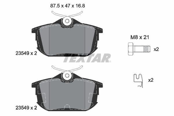 Textar Brake Pads Full Set Of 4 Rear With Brake Caliper Screws 2354901 - image 4