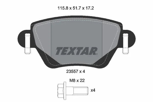 Textar Brake Pads Full Set Of 4 Rear With Brake Caliper Screws 2355701 - image 4
