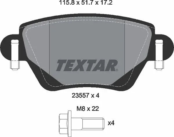 Textar Brake Pads Full Set Of 4 Rear With Brake Caliper Screws 2355701 - image 5