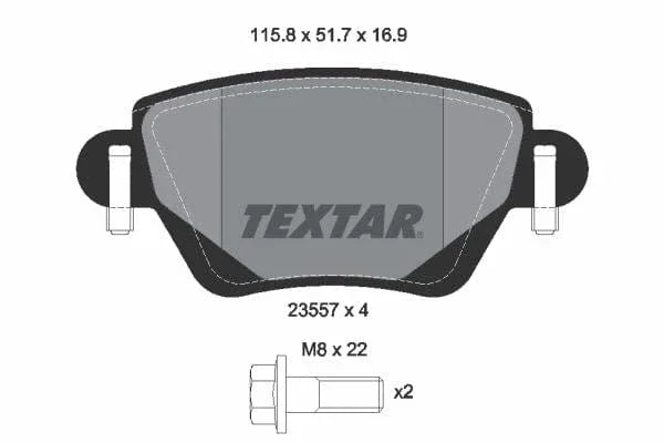 Textar Brake Pads Full Set Of 4 Rear With Brake Caliper Screws 2355702 - image 4