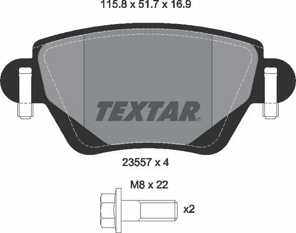 Textar Brake Pads Full Set Of 4 Rear With Brake Caliper Screws 2355702 - image 5
