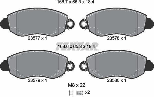 Textar Brake Pads Full Set Of 4 Front With Brake Caliper Screws 2357701 - image 5