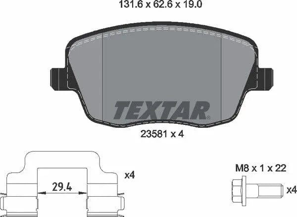Textar Brake Pads Full Set Of 4 Front With Brake Caliper Screws With Accessories 2358101 - image 5