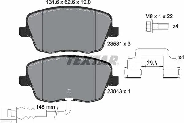 Textar Brake Pads Full Set Of 4 Front With Brake Caliper Screws With Accessories 2358102 - image 5