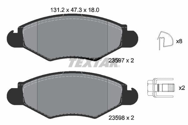 Textar Brake Pads Full Set Of 4 Front With Brake Caliper Screws With Accessories 2359703 - image 4