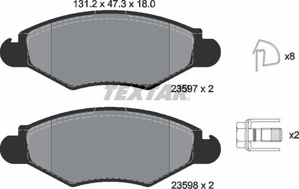 Textar Brake Pads Full Set Of 4 Front With Brake Caliper Screws With Accessories 2359703 - image 5
