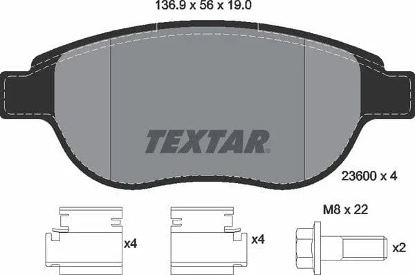 Textar Brake Pads Full Set Of 4 Front With Brake Caliper Screws 2360001 - image 5