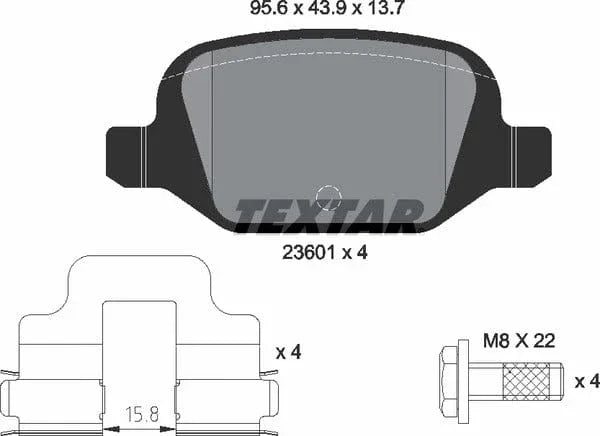 Textar Brake Pads Full Set Of 4 Rear With Accessories 2360102 - image 5