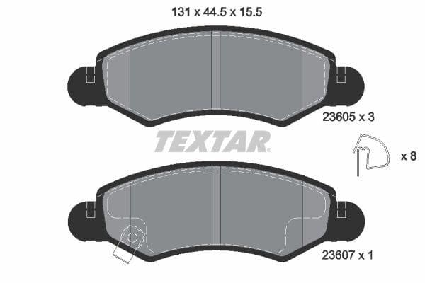 Textar Brake Pads Full Set Of 4 Front With Accessories 2360501 - image 4