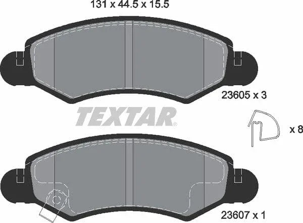 Textar Brake Pads Full Set Of 4 Front With Accessories 2360501 - image 5