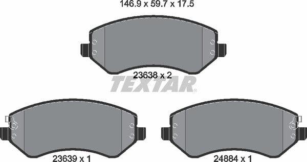 Textar Brake Pads Full Set Of 4 Front 2363801 - image 5