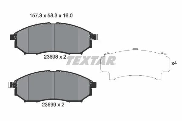 Textar Brake Pads Full Set Of 4 Front 2369801 - image 4