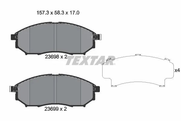 Textar Brake Pads Full Set Of 4 Front 2369803 - image 4