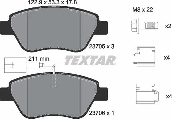 Textar Brake Pads Full Set Of 4 Front With Brake Caliper Screws With Accessories 2370502 - image 5