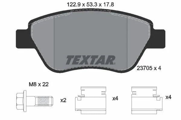Textar Brake Pads Full Set Of 4 Front With Brake Caliper Screws With Accessories 2370503 - image 4