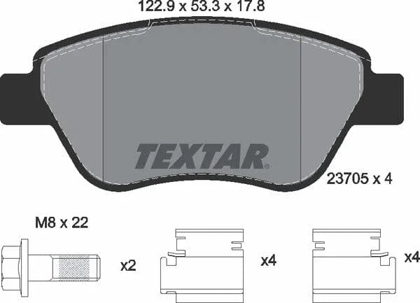 Textar Brake Pads Full Set Of 4 Front With Brake Caliper Screws With Accessories 2370503 - image 5