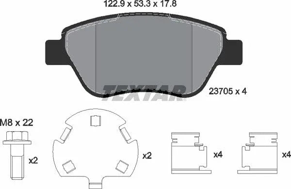 Textar Brake Pads Full Set Of 4 Front With Brake Caliper Screws With Accessories 2370507 - image 5