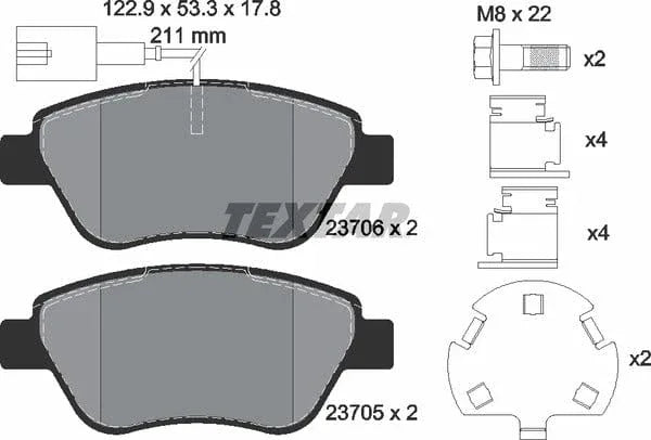 Textar Brake Pads Full Set Of 4 Front 2370601 - image 5