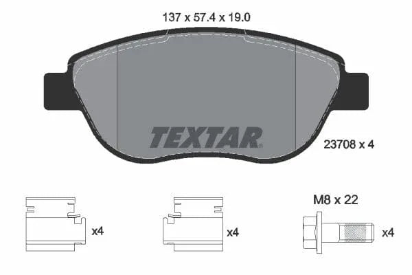 Textar Brake Pads Full Set Of 4 Front With Brake Caliper Screws With Accessories 2370803 - image 4