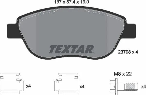 Textar Brake Pads Full Set Of 4 Front With Brake Caliper Screws With Accessories 2370803 - image 5