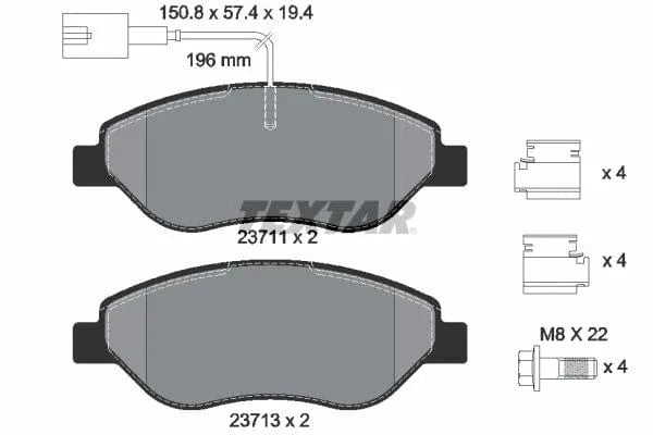 Textar Brake Pads Full Set Of 4 Front With Brake Caliper Screws With Accessories 2371104 - image 4