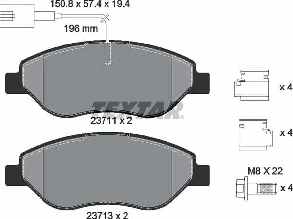 Textar Brake Pads Full Set Of 4 Front With Brake Caliper Screws With Accessories 2371104 - image 5