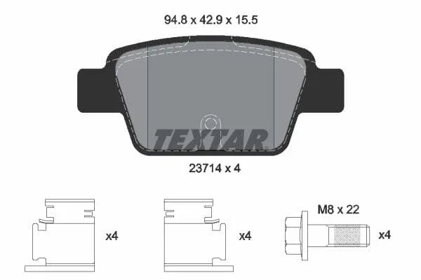 Textar Brake Pads Full Set Of 4 Rear With Brake Caliper Screws 2371401 - image 4