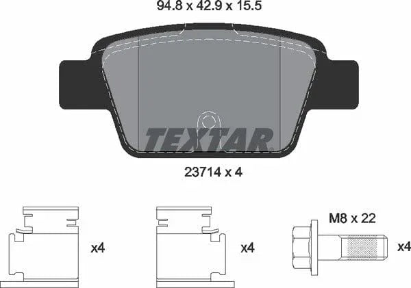 Textar Brake Pads Full Set Of 4 Rear With Brake Caliper Screws 2371401 - image 5