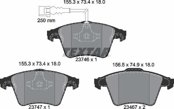 Textar Brake Pads Full Set Of 4 Front 2374601 - image 5