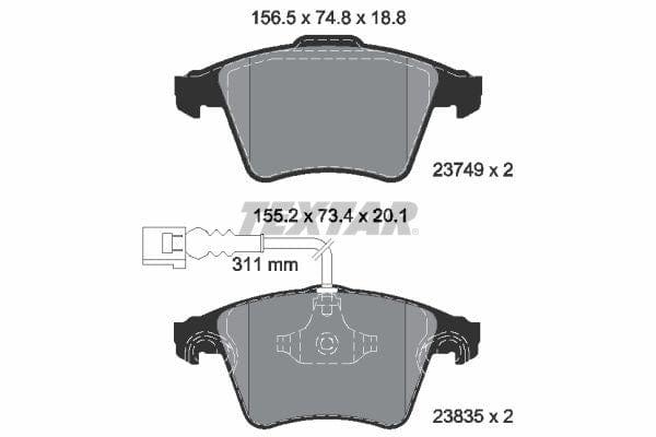 Textar Brake Pads Full Set Of 4 Front 2374901 - image 4