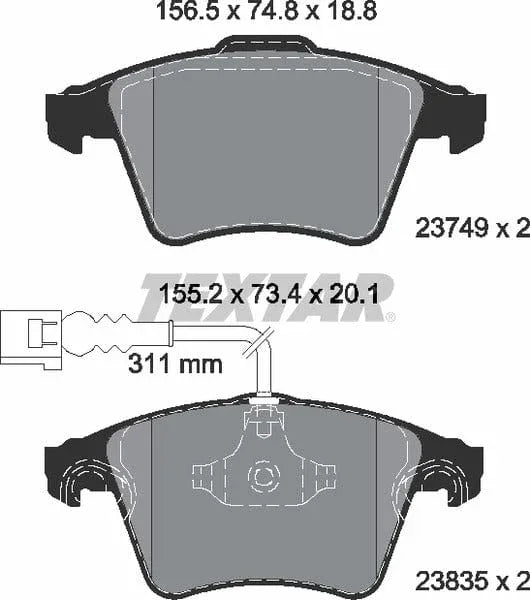 Textar Brake Pads Full Set Of 4 Front 2374901 - image 5