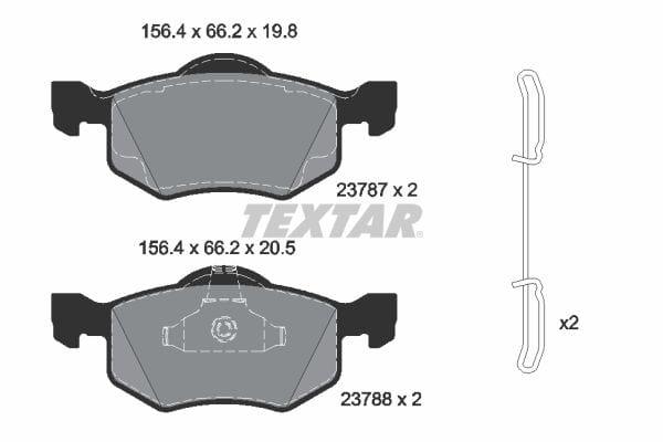 Textar Brake Pads Full Set Of 4 Front With Accessories 2378704 - image 4