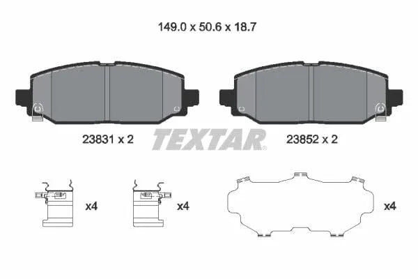 Textar Brake Pads Full Set Of 4 Rear With Accessories 2383101 - image 4