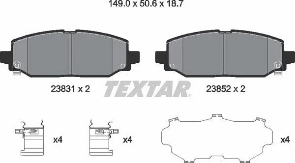 Textar Brake Pads Full Set Of 4 Rear With Accessories 2383101 - image 5