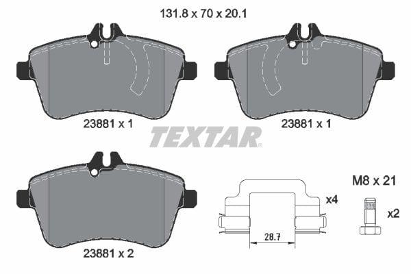 Textar Brake Pads Full Set Of 4 Front With Brake Caliper Screws With Accessories 2388101 - image 4