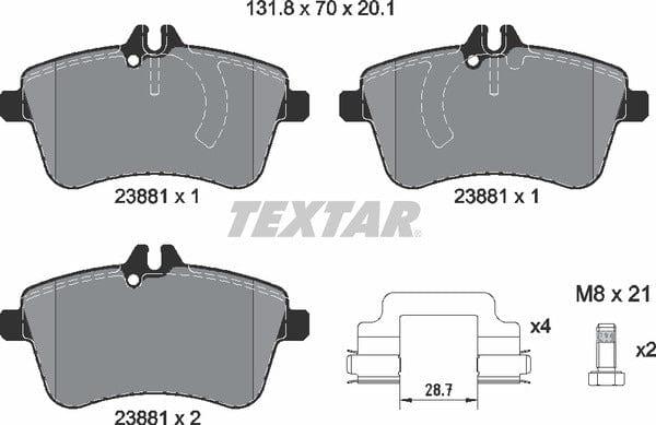 Textar Brake Pads Full Set Of 4 Front With Brake Caliper Screws With Accessories 2388101 - image 5