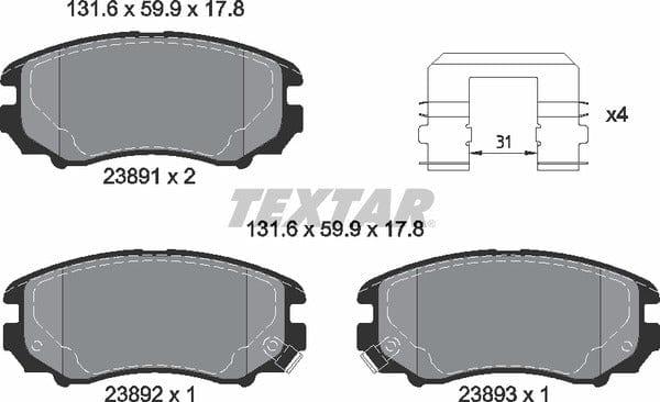 Textar Brake Pads Full Set Of 4 Front 2389105 - image 5
