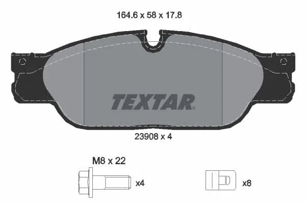 Textar Brake Pads Full Set Of 4 Front With Accessories 2390801 - image 4