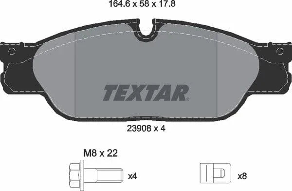 Textar Brake Pads Full Set Of 4 Front With Accessories 2390801 - image 5