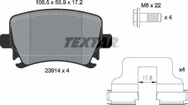 Textar Brake Pads Full Set Of 4 Rear With Brake Caliper Screws With Accessories 2391401 - image 5